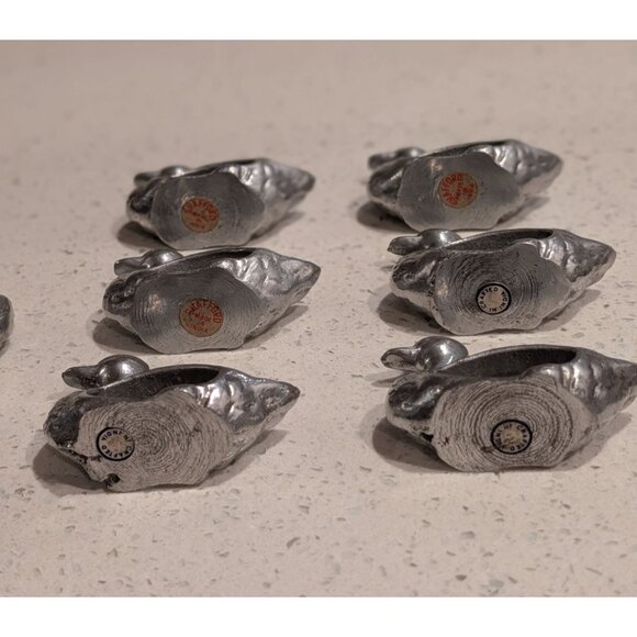 Vintage Shafford Pewter Animal Napkin Rings Set 10 Ducks Rabbit Hen Pig - Picture 8 of 16